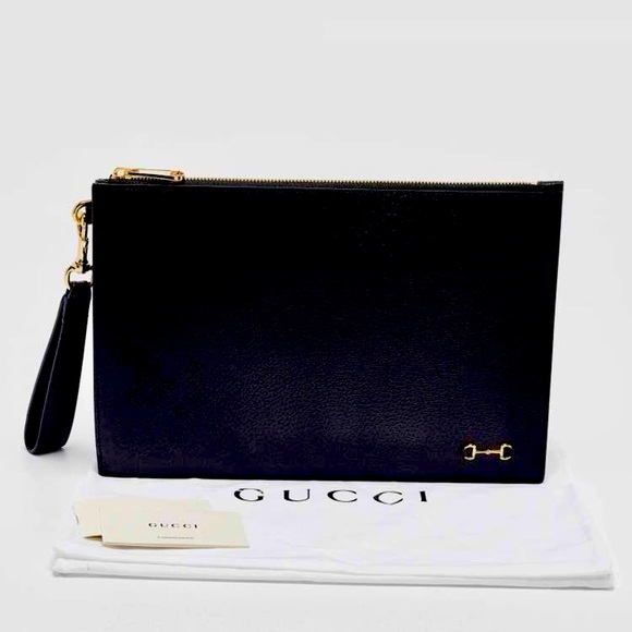 BRAND NEW GUCCI Black Leather Horsebit Clutch/Wristlet - Picture 15 of 15
